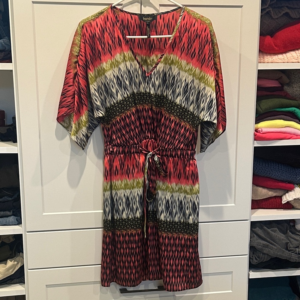 Laundry by Shelli Segal kaleidoscope print dress with attached slip size 2